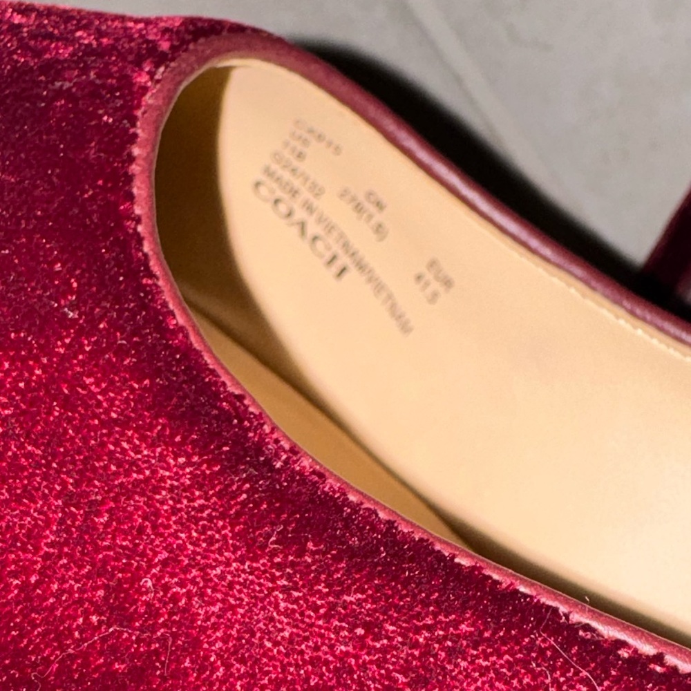 Coach Burgundy velvet Emilia Mary Jane Ballet Flats NWOB - Picture 7 of 8